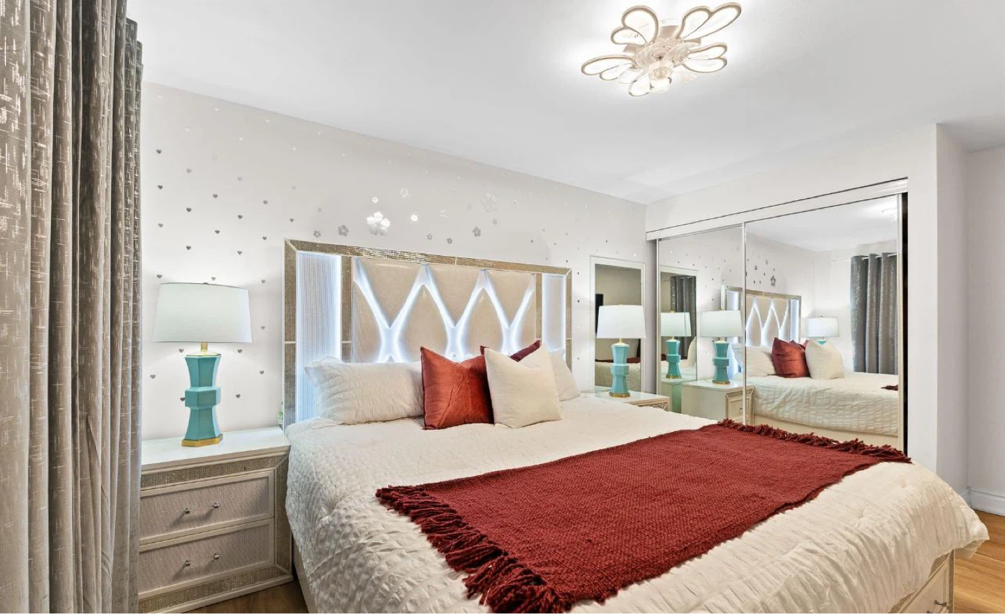 king Size Bed Frame with side table and mattress