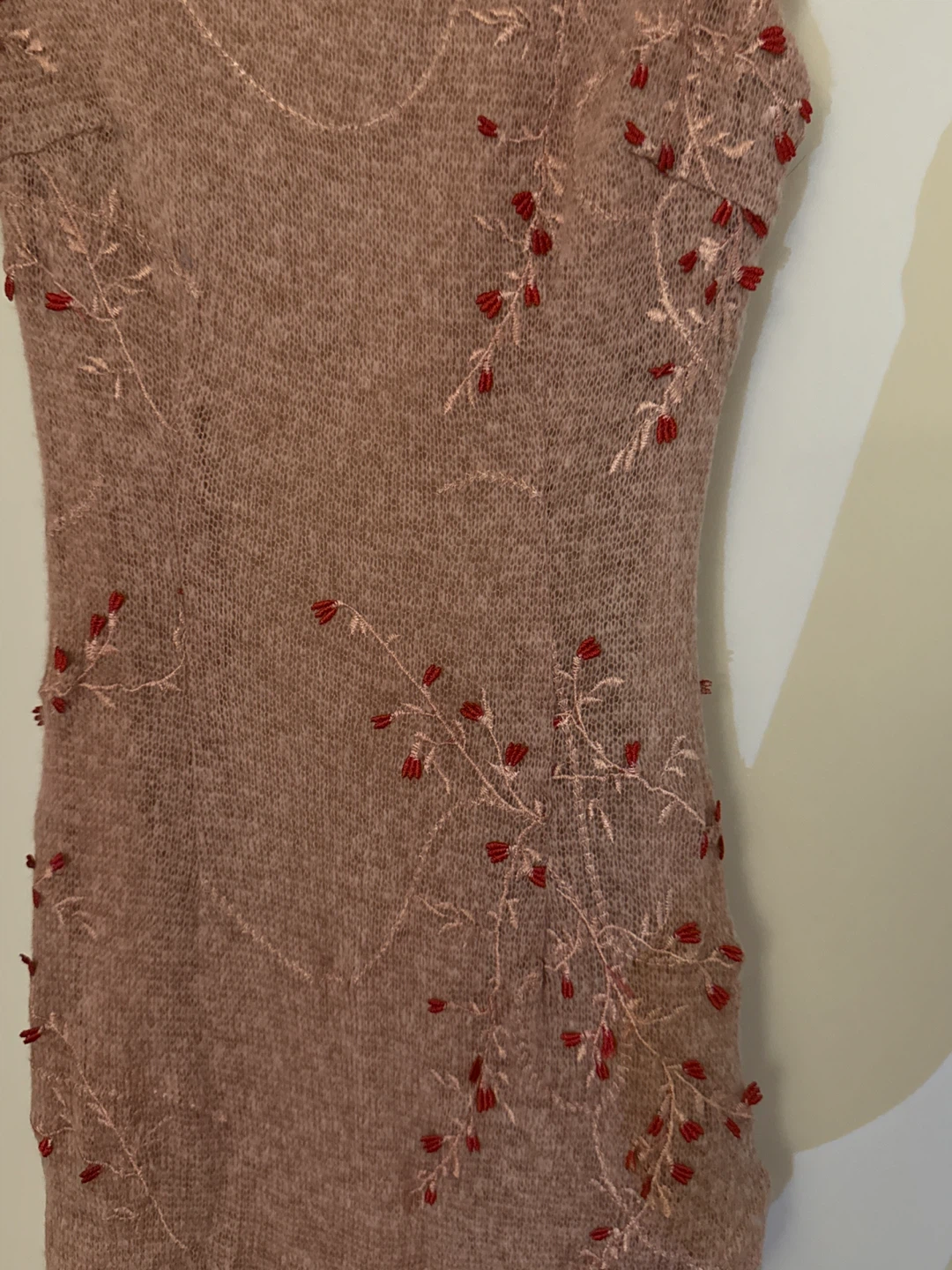 Pink Knit Dress with Red Beaded Embellishments - photo 4