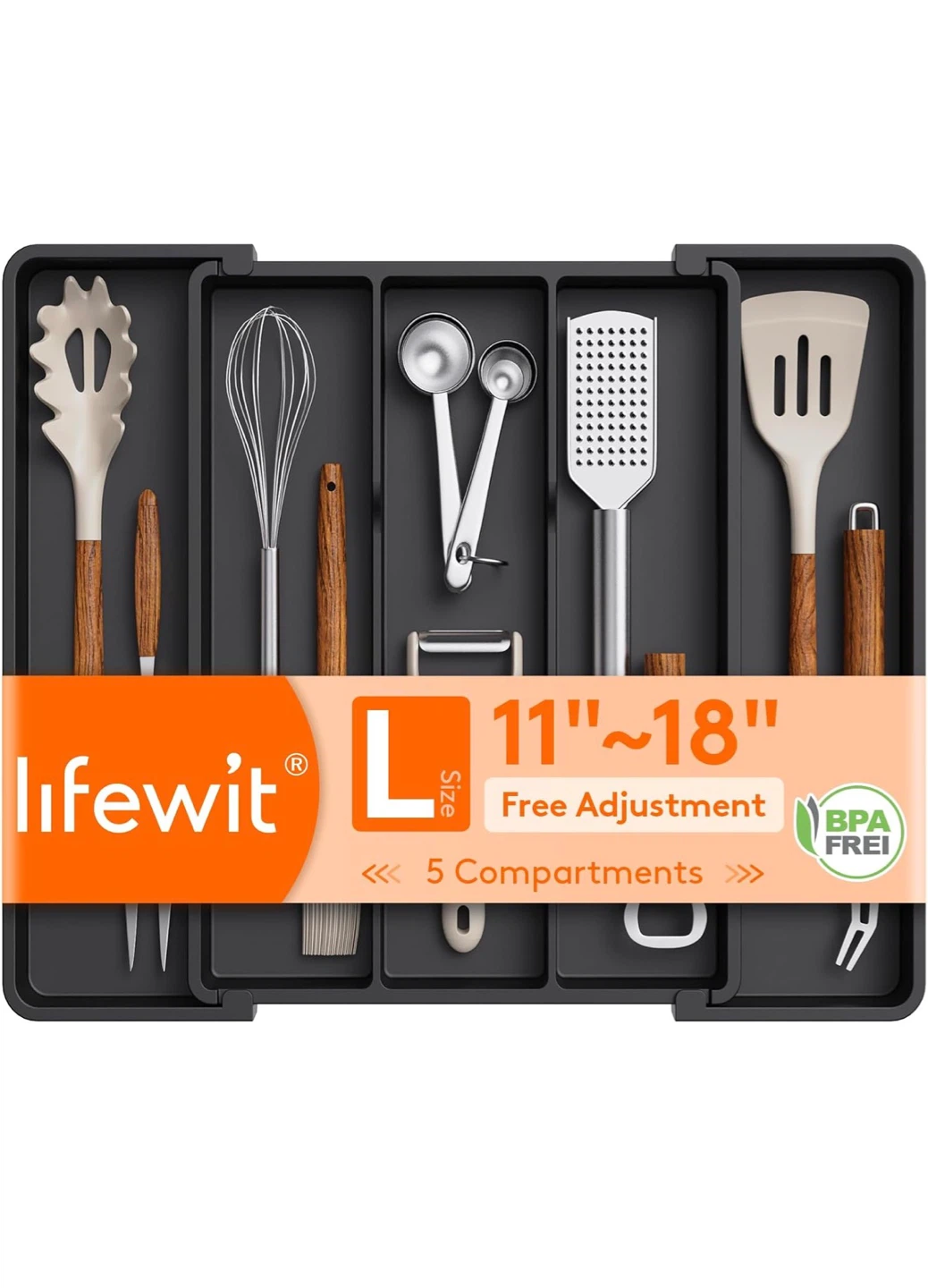 Lifewit Large Adjustable Drawer Organizer