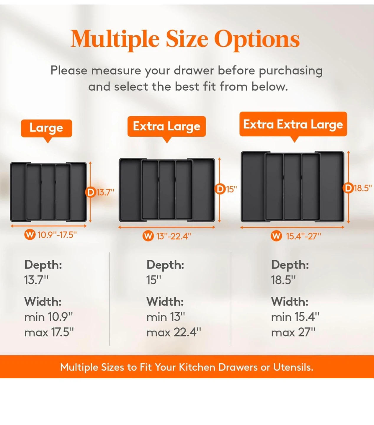 Lifewit Large Adjustable Drawer Organizer - photo 4