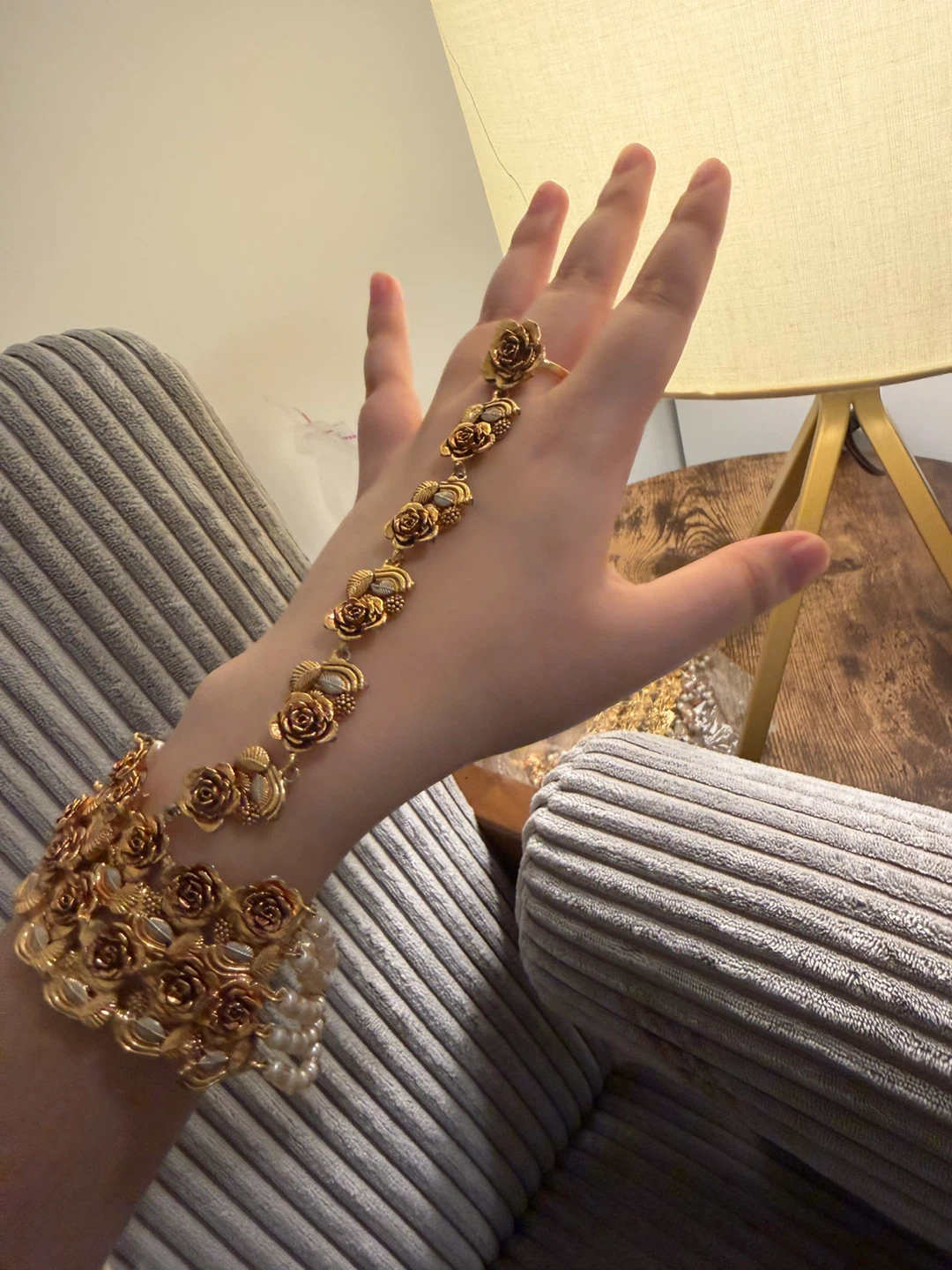 Gold Rose Angla Bracelet with Pearls - photo 2