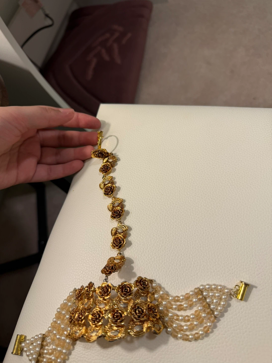 Gold Rose Angla Bracelet with Pearls - photo 3
