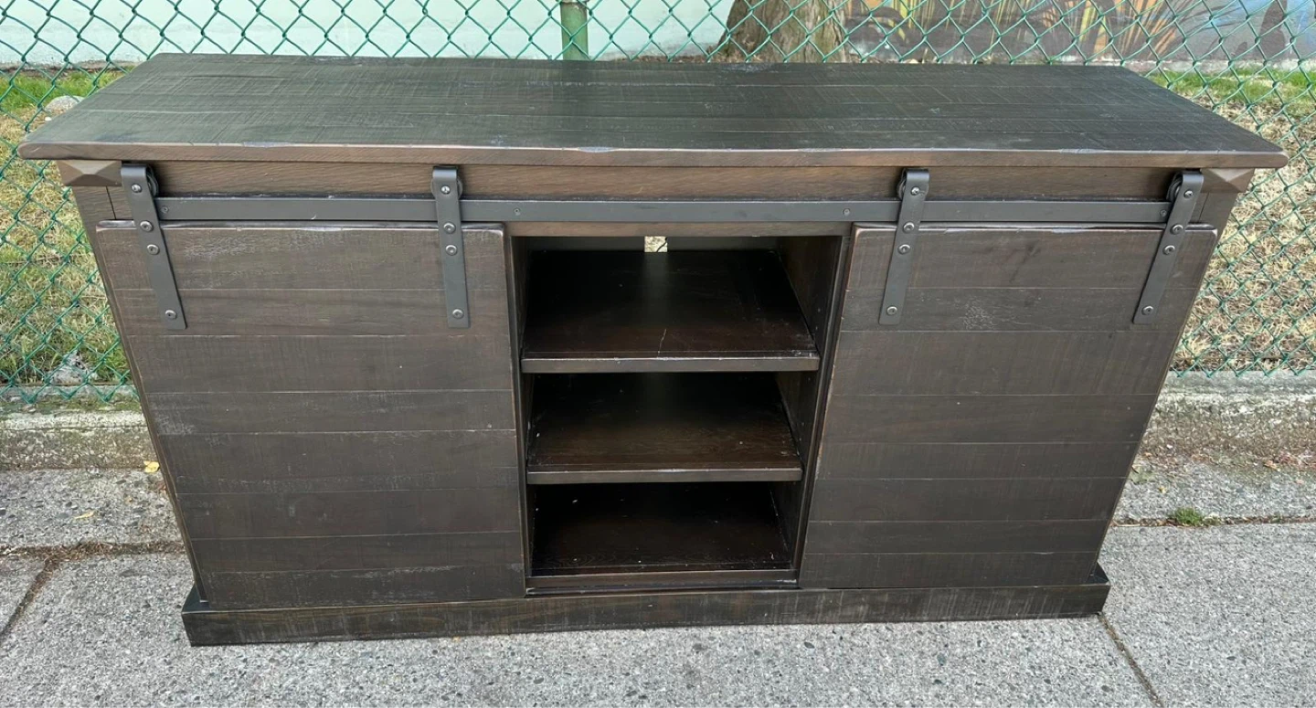 Dark Wood Media Console with Barn Doors - photo 5