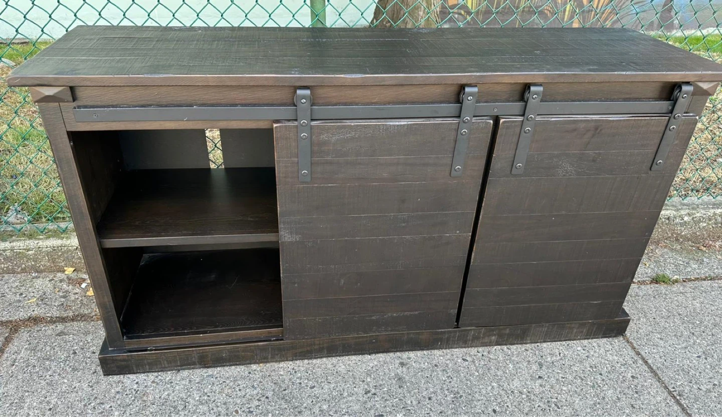 Dark Wood Media Console with Barn Doors - photo 4