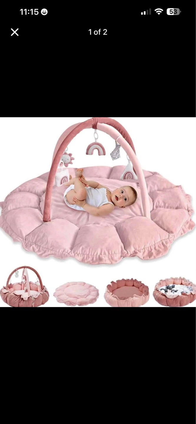 Pink Baby Play Mat with Arches and Toys