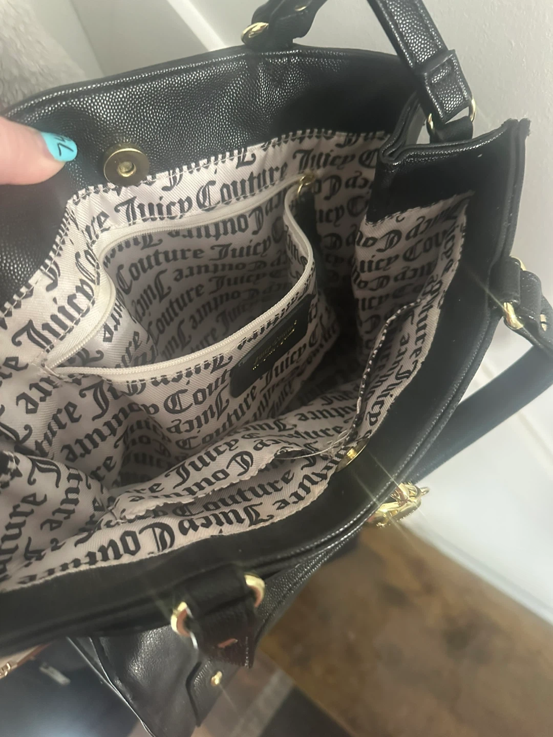 Juicy Couture Black Satchel Handbag with Lock and Key