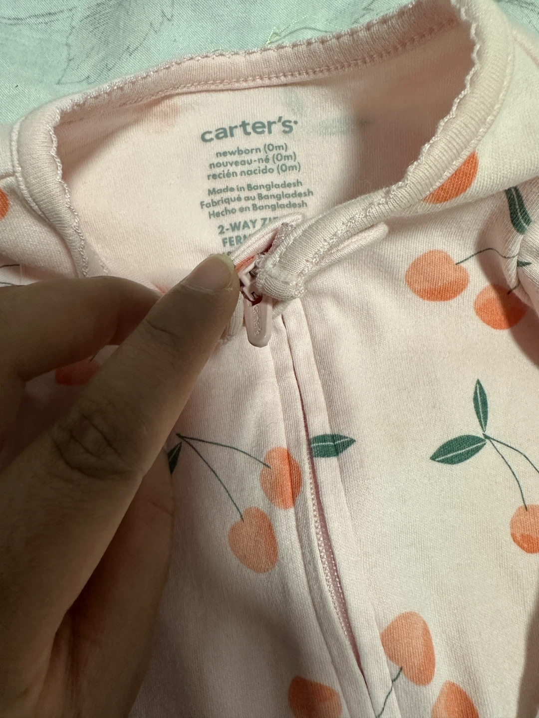 Carter's Newborn Pink Cherry & Floral Footie Pajamas (2 Pack) - photo 2