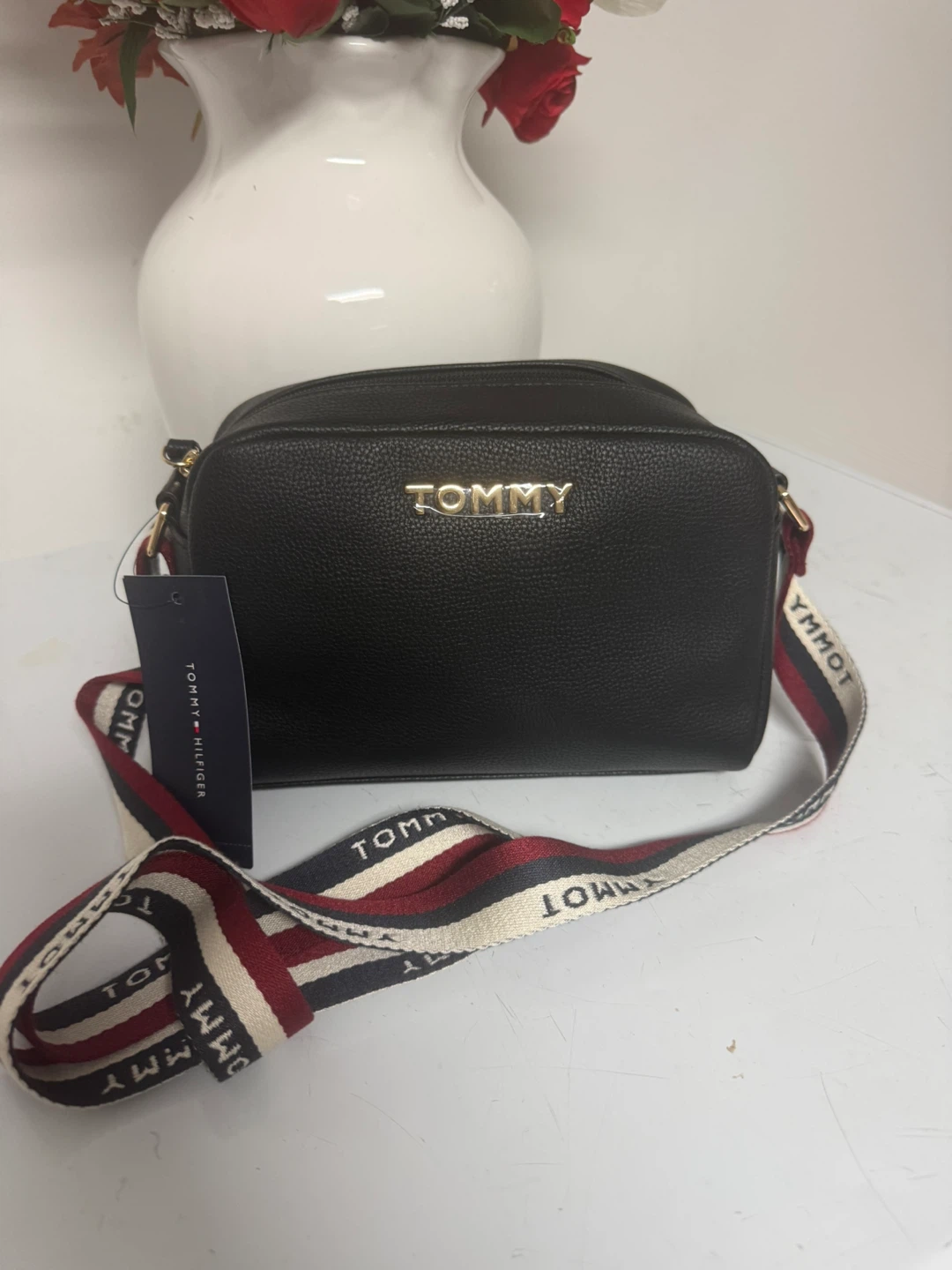 Tommy Hilfiger Black Crossbody Bag with Logo Strap