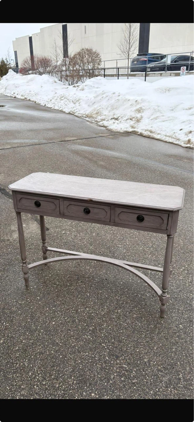 Grey Console Table with 3 Drawers