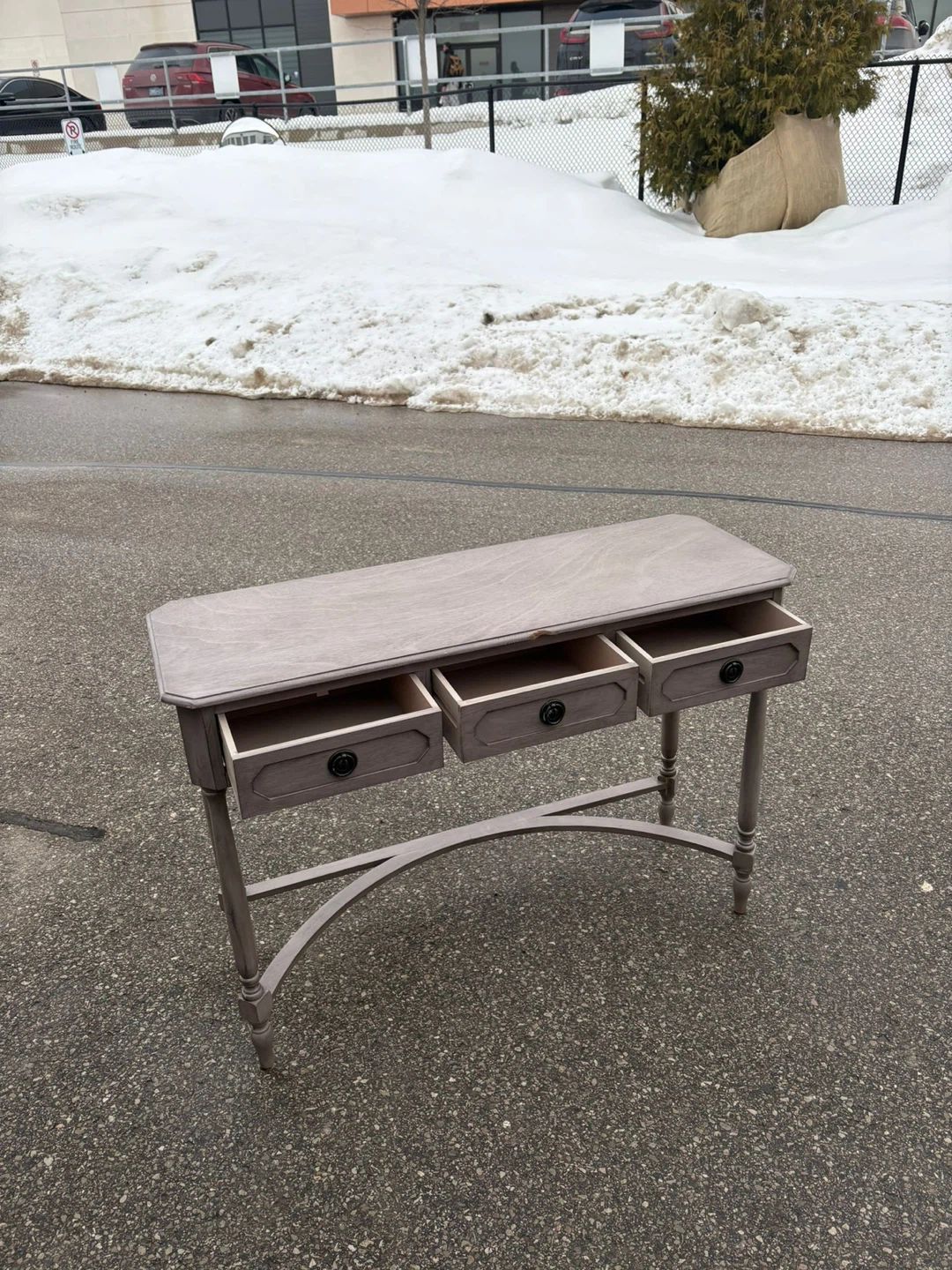 Grey Console Table with 3 Drawers - photo 2