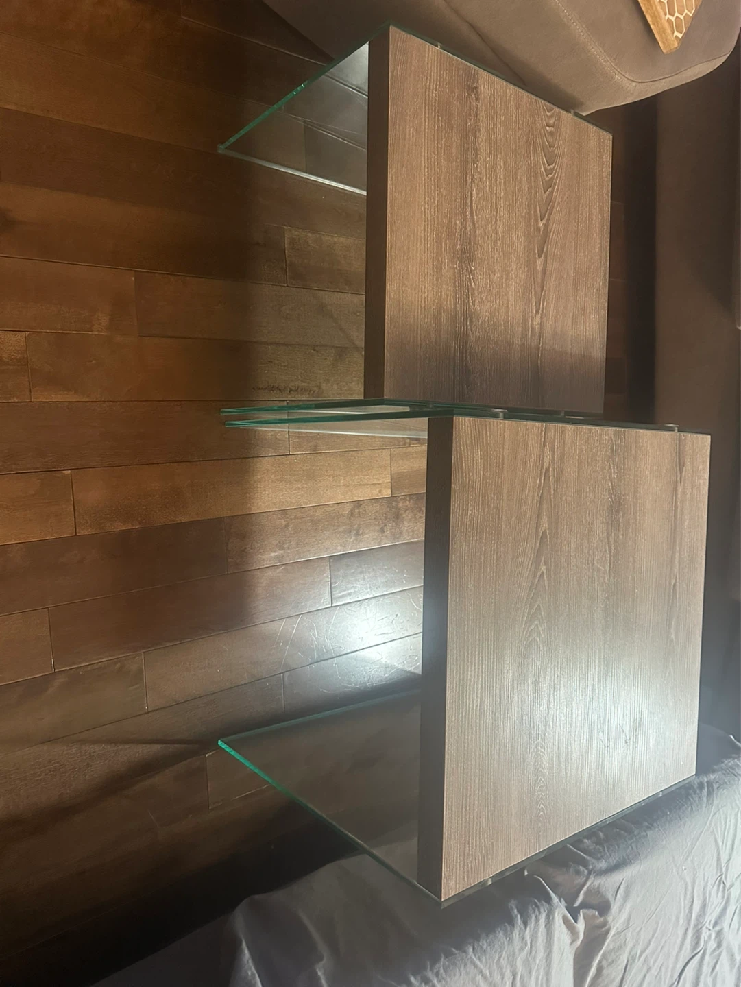 Coffee table and matching nesting side tables light wood/glass - photo 5