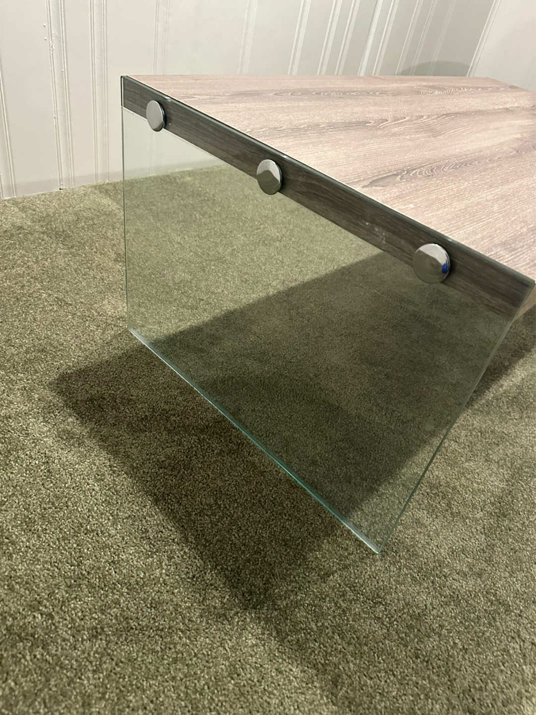 Coffee table and matching nesting side tables light wood/glass - photo 2