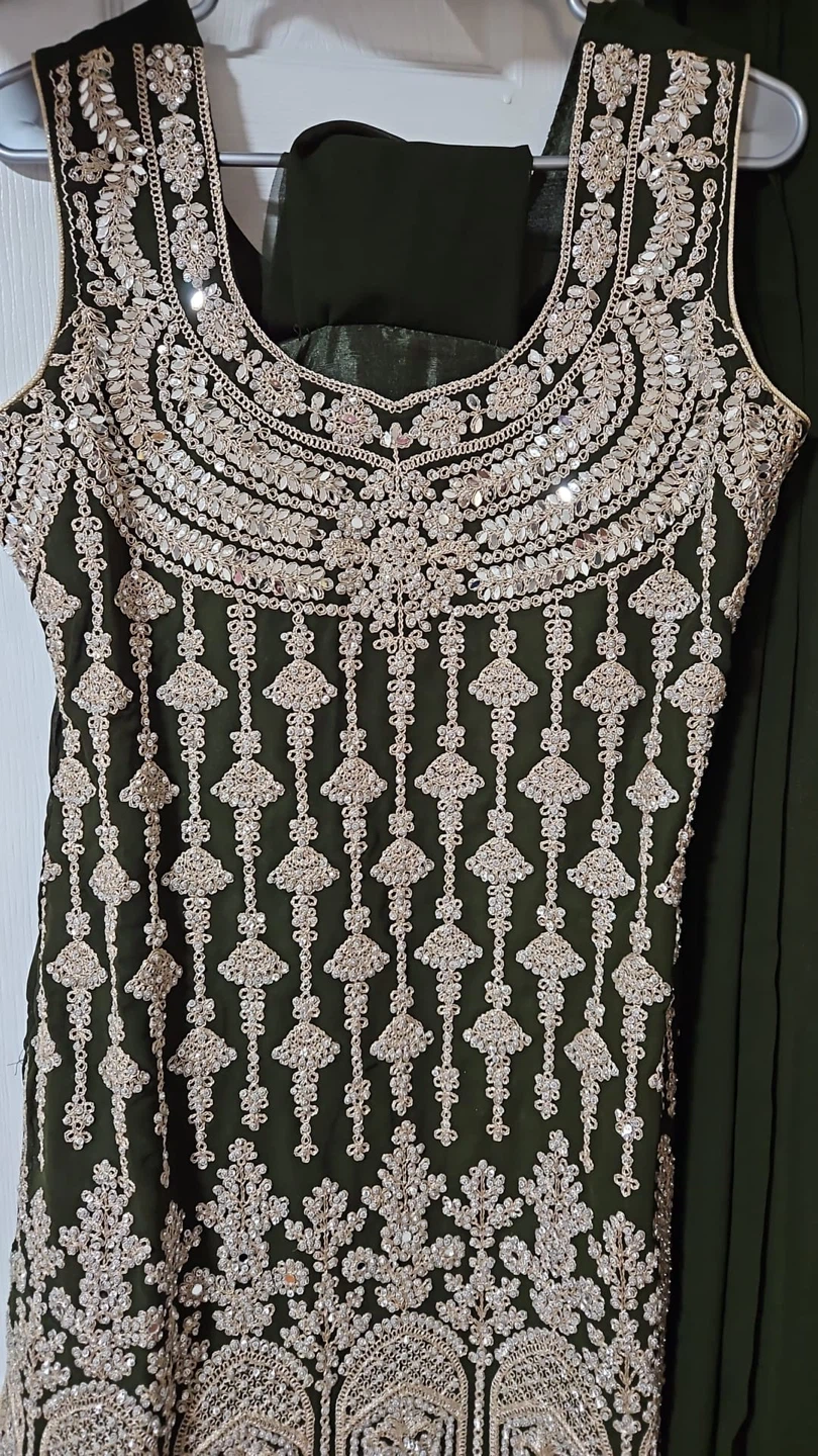 Dark Green Kameez Shalwar Dupatta Set