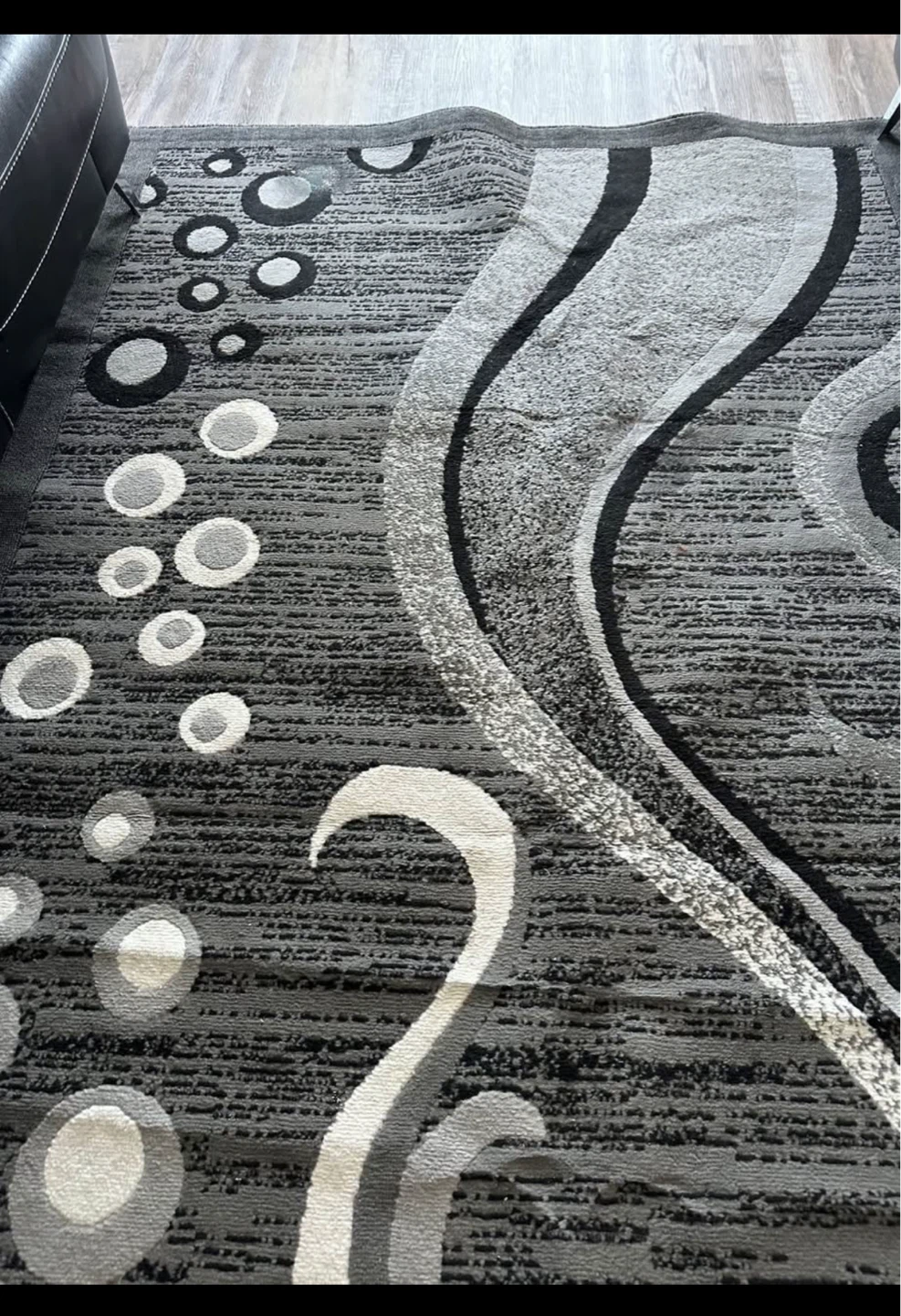 Grey Area Rug with Abstract Design