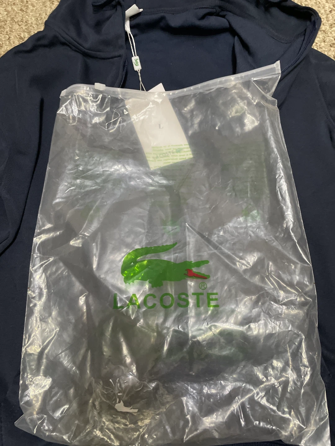 Lacoste Navy Full Zip Hoodie - Size L - photo 3