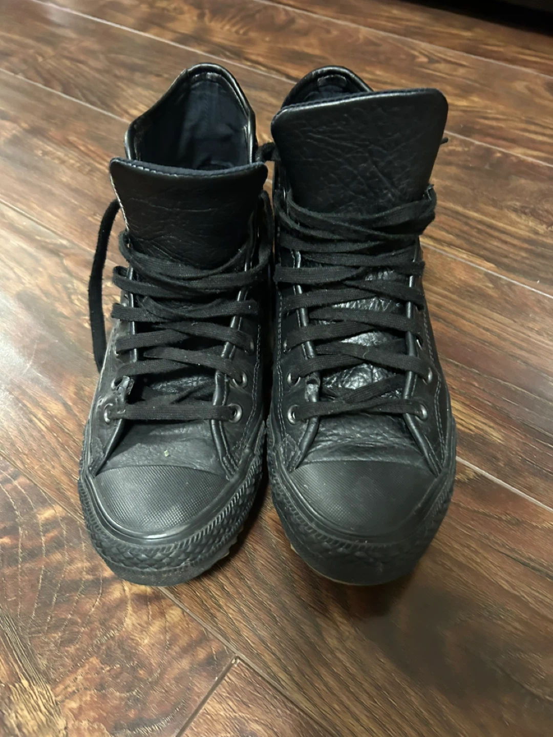 Converse All Star Black Leather High Top Shoes