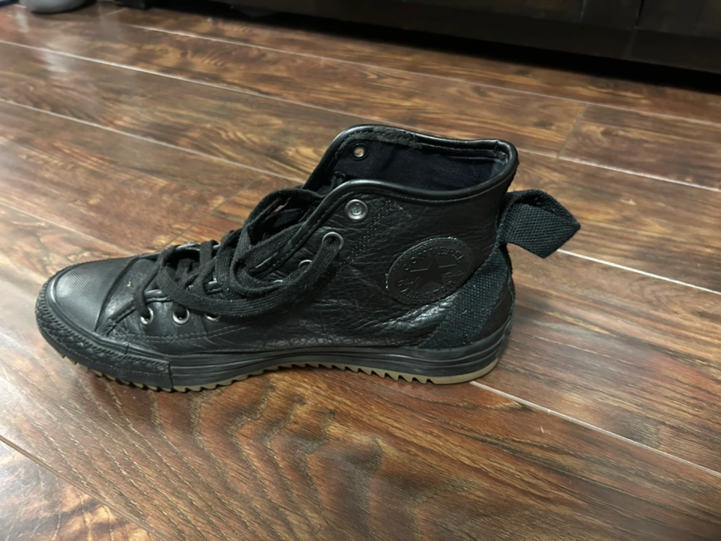 Converse All Star Black Leather High Top Shoes - photo 3