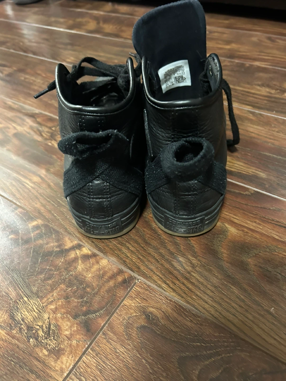Converse All Star Black Leather High Top Shoes - photo 2