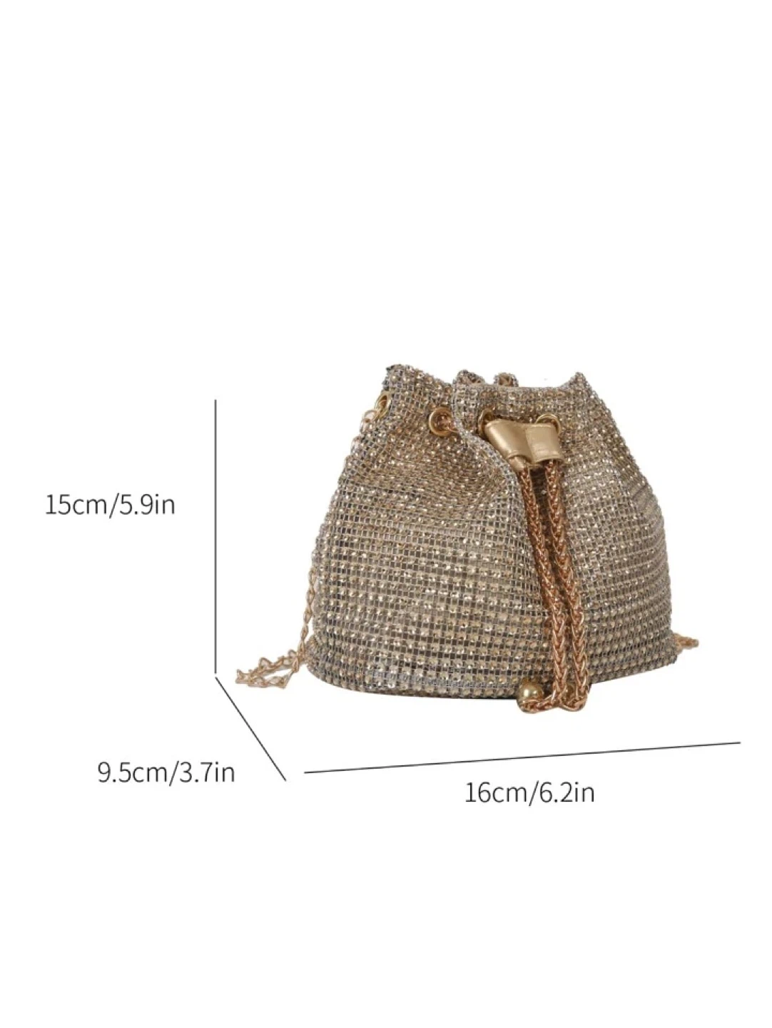 Sparkly Rhinestone Bucket Bag with Pearl & Chain Strap - photo 2