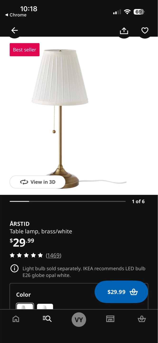 IKEA ÅRSTID Table Lamp Brass/White - photo 4