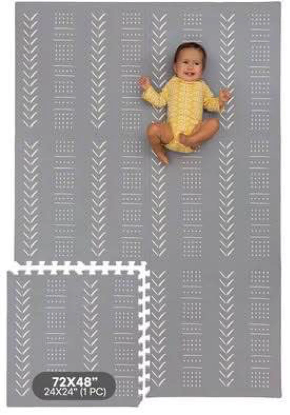 Grey Foam Play Mat with Geometric Pattern - photo 3