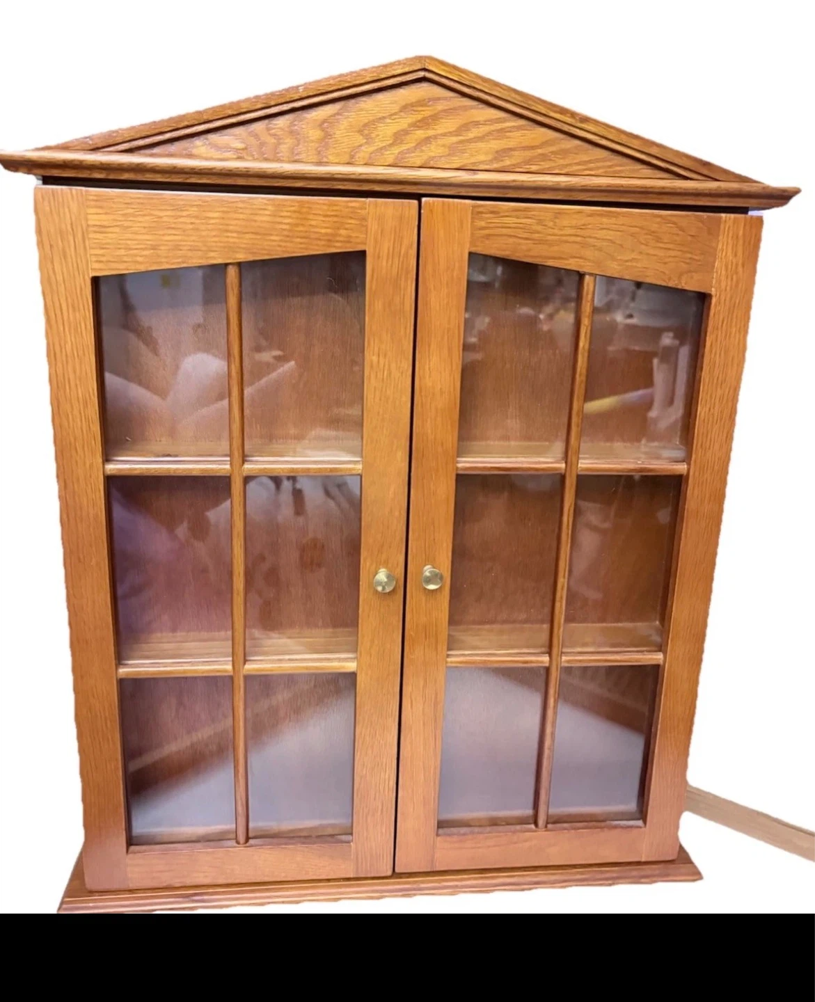 Vintage Wood and Glass Wall Curio Display Case Cabinet - photo 4