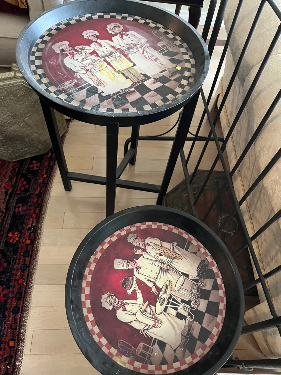 Set of 2 Decorative Side Tables with Chef Design - photo 2