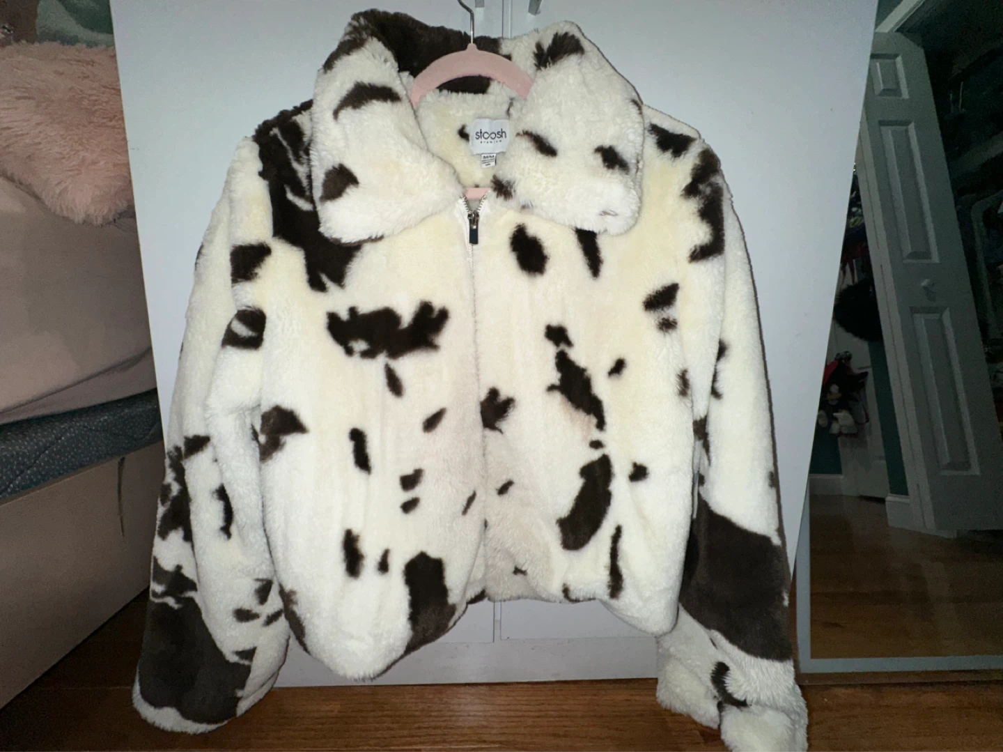 Stoosh Faux Fur Cow Print Jacket