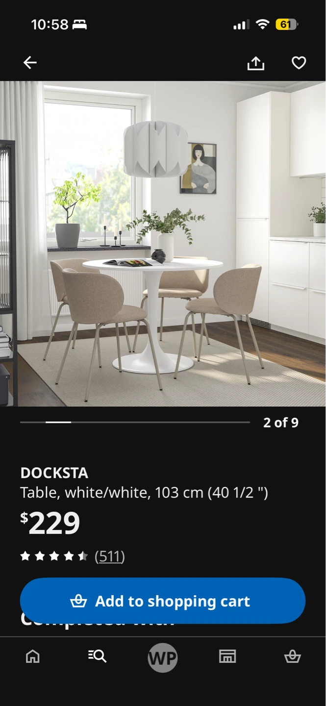 IKEA DOCKSTA Round Dining Table - White 103 cm - photo 2