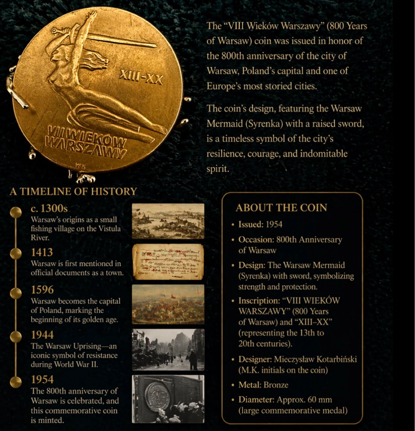 800 Years of Warsaw Commemorative Coin - photo 2