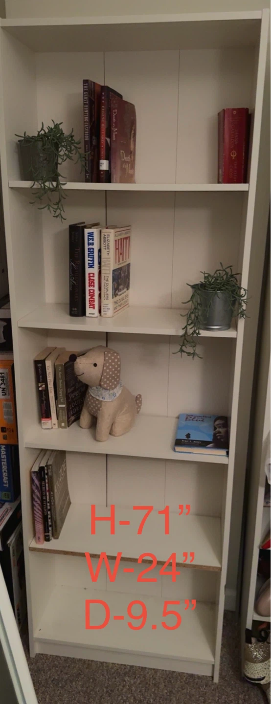 White 5-Shelf Bookshelf - 71" H x 24" W x 9.5" D