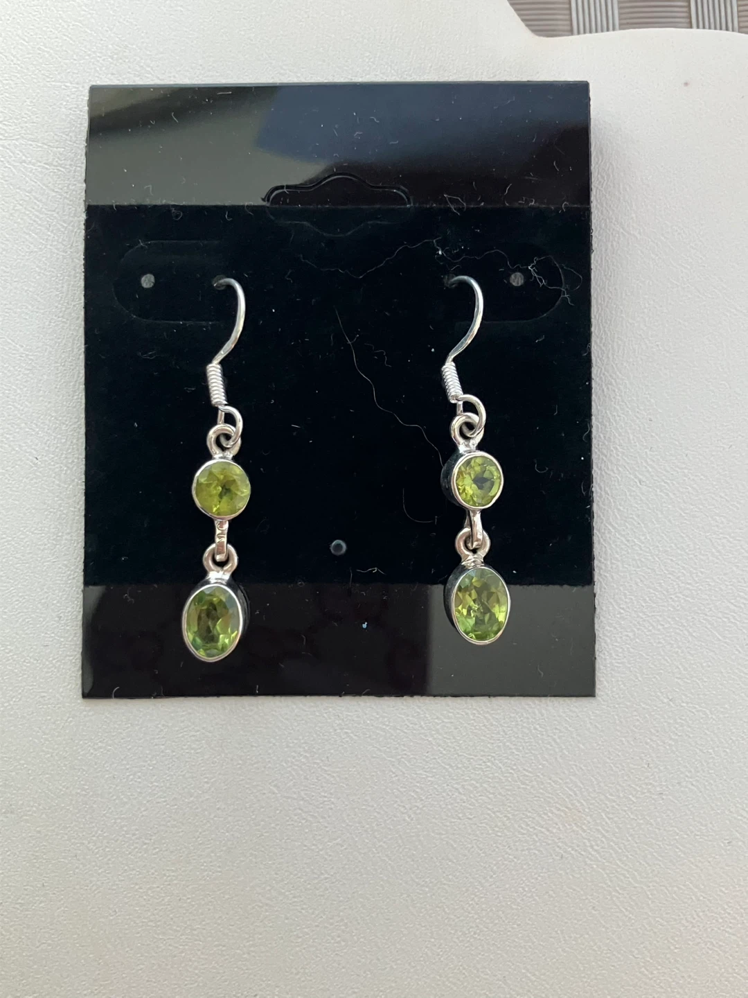 Sterling Silver Drop Earrings with Peridot Gemstones - photo 2