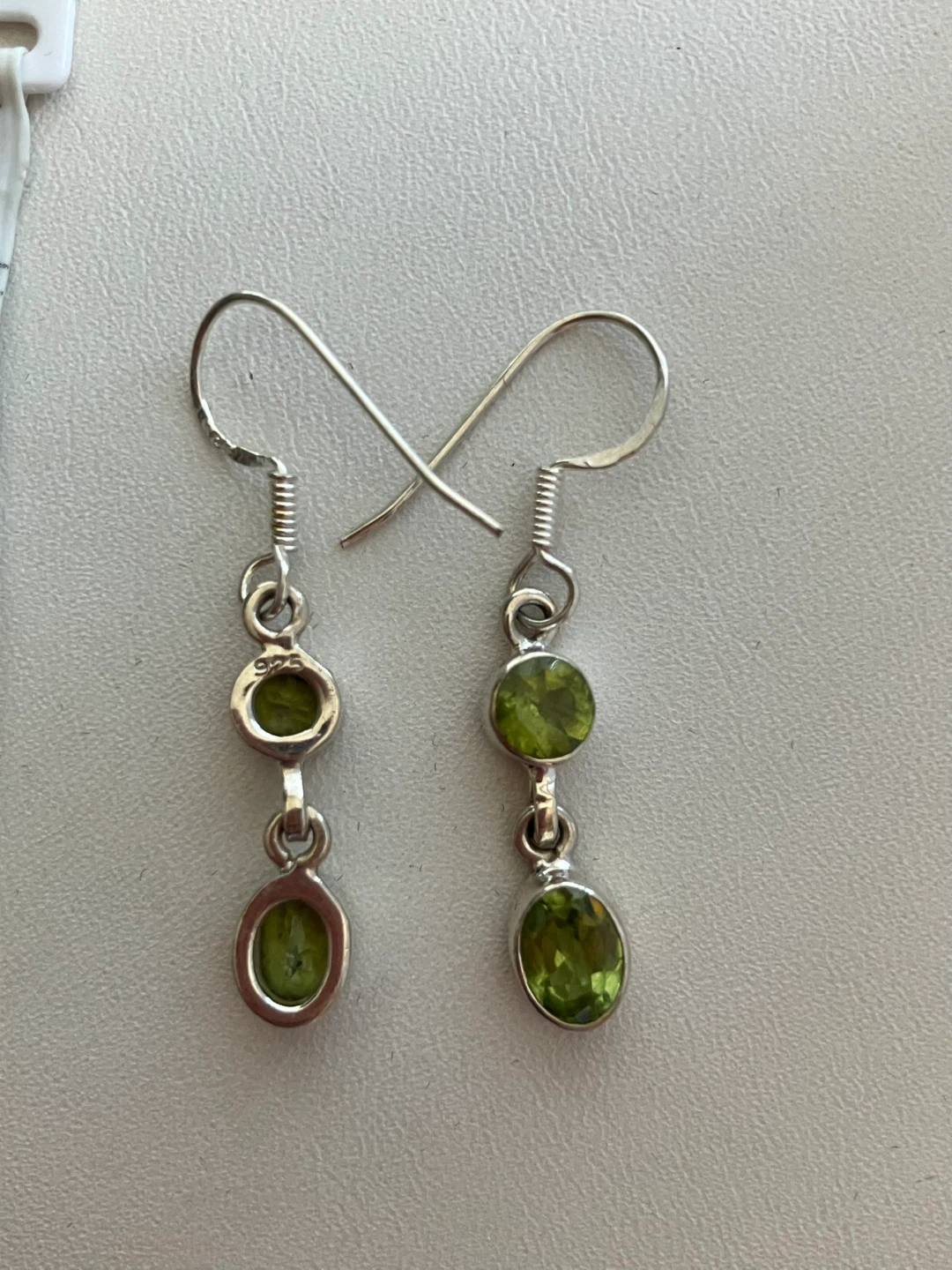 Sterling Silver Drop Earrings with Peridot Gemstones - photo 4
