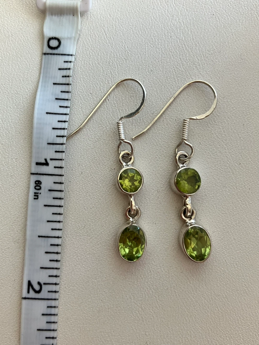 Sterling Silver Drop Earrings with Peridot Gemstones - photo 3