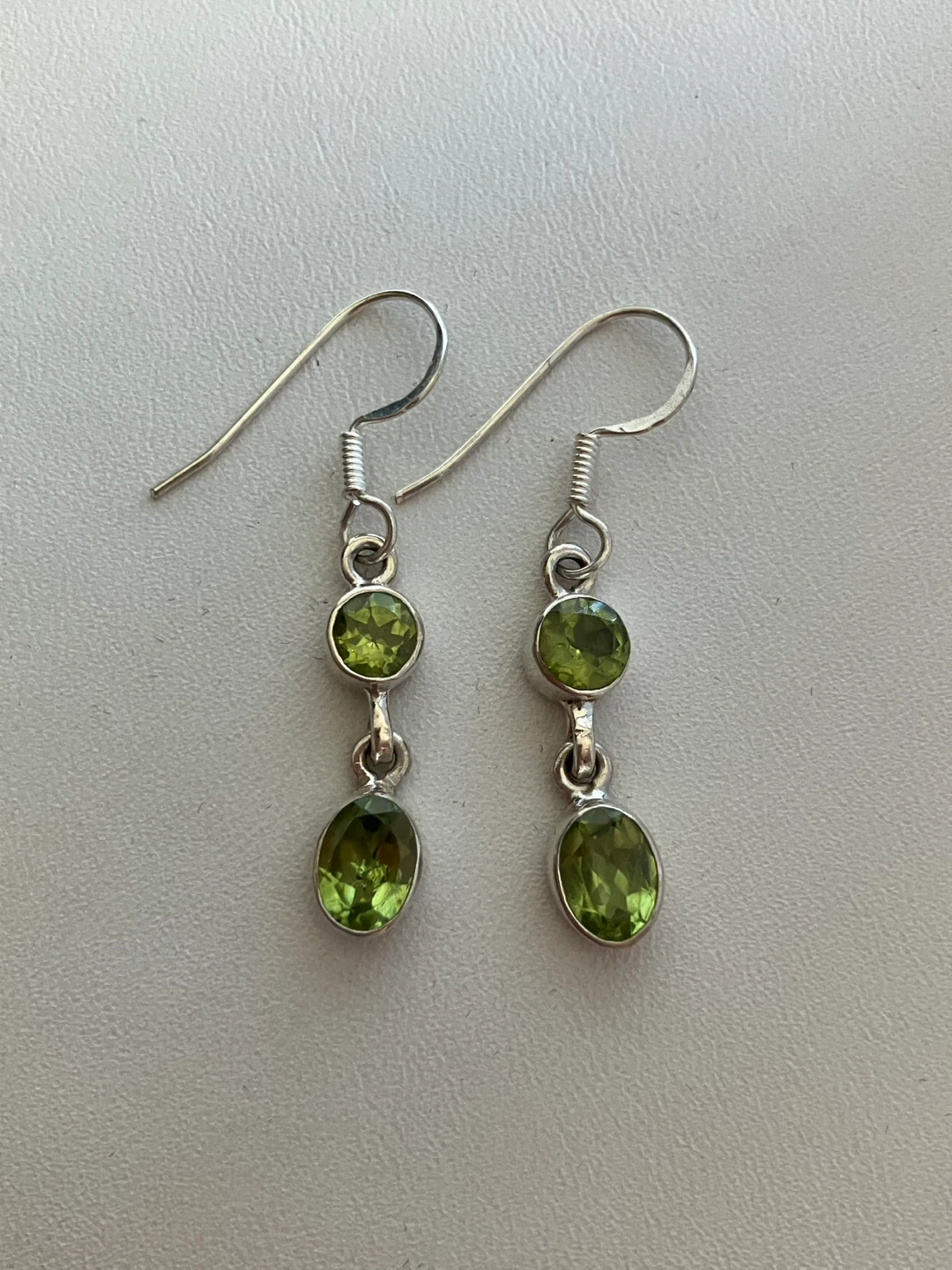 Sterling Silver Drop Earrings with Peridot Gemstones