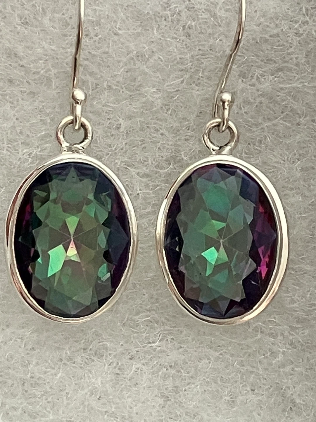 Oval Cut Mystic Topaz Sterling Silver Dangle Earrings - photo 3