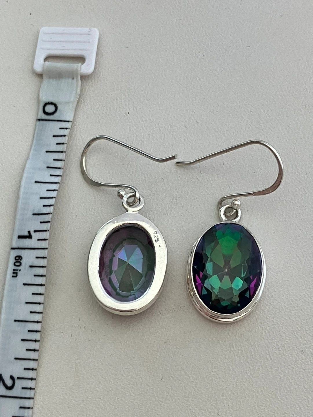 Oval Cut Mystic Topaz Sterling Silver Dangle Earrings - photo 4