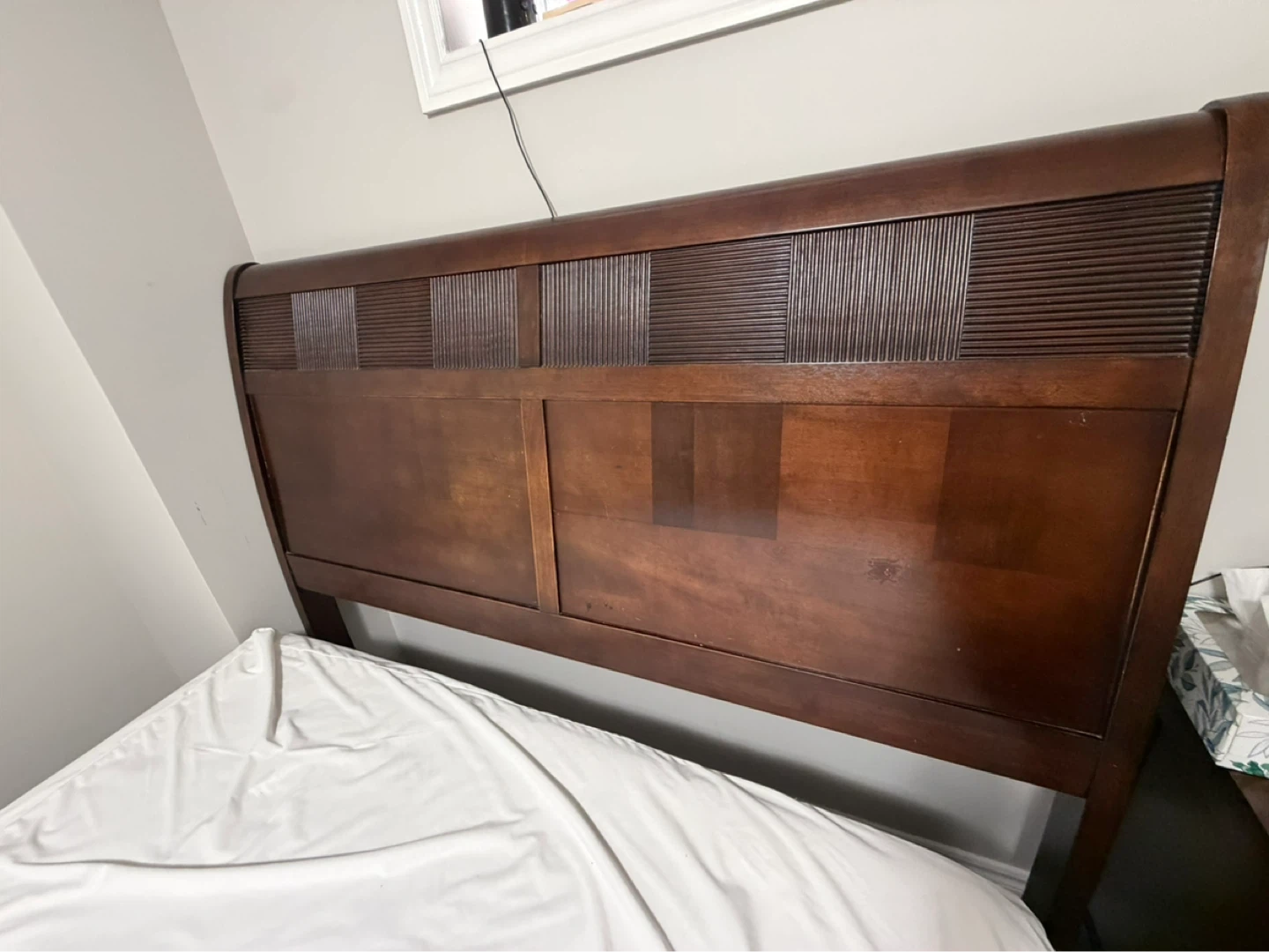 Dark Brown Wooden Sleigh Bed Frame - photo 3