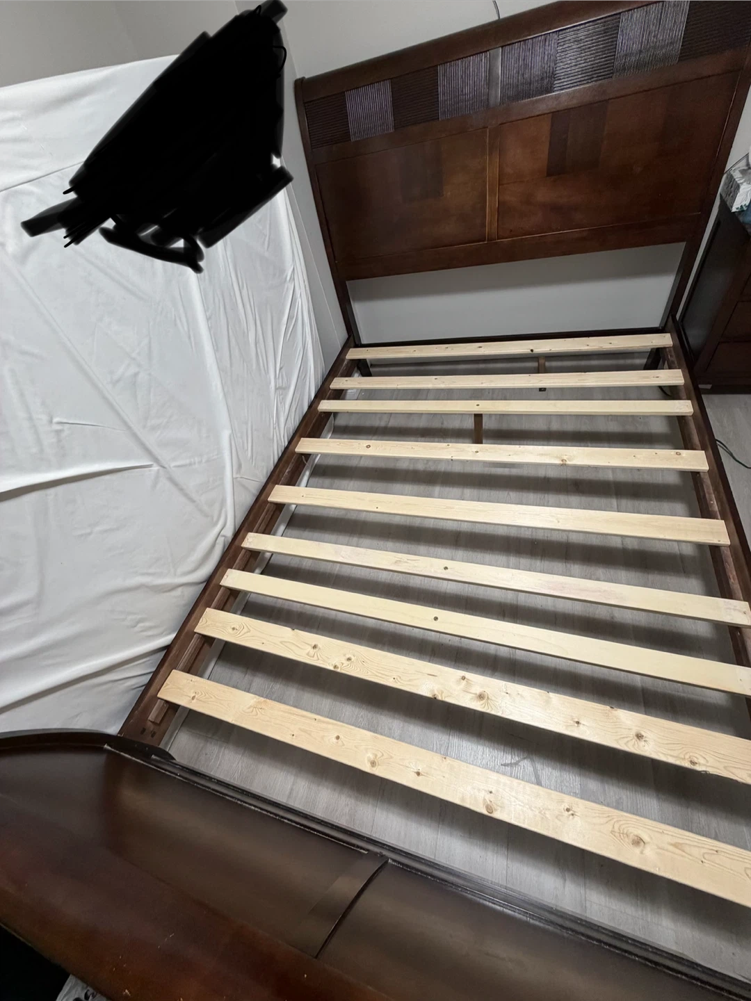 Dark Brown Wooden Sleigh Bed Frame - photo 5