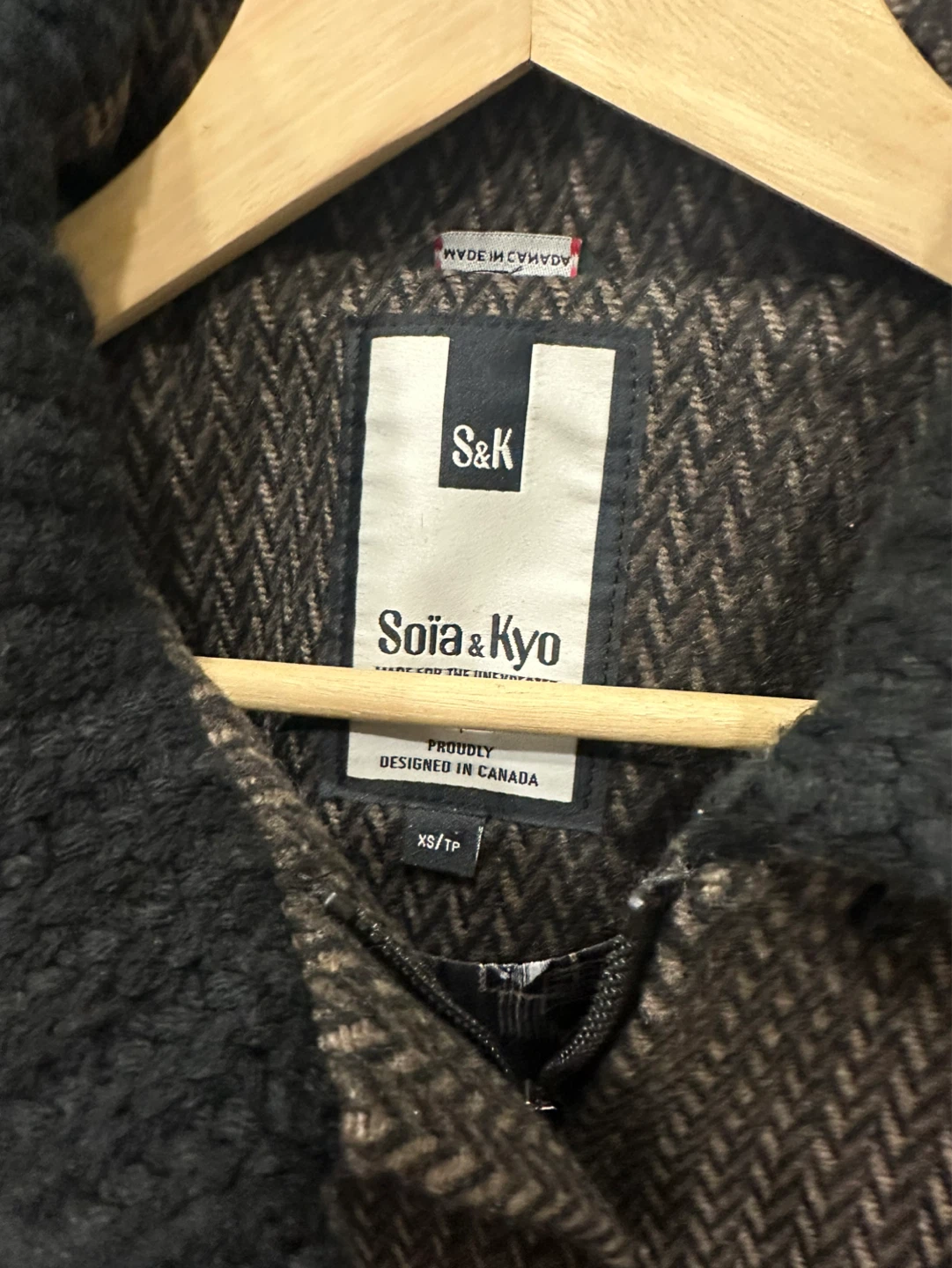 Soia & Kyo XS Belted Herringbone Wool Blend Coat - photo 2