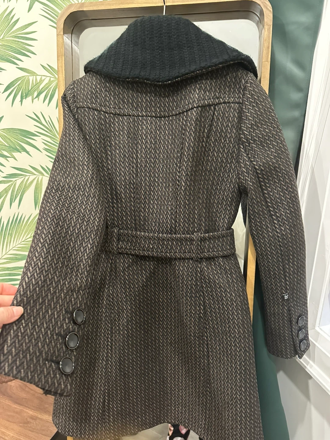 Soia & Kyo XS Belted Herringbone Wool Blend Coat - photo 4