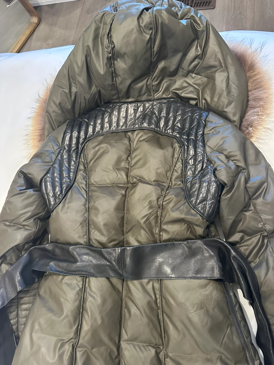 Women’s Olive Rudsak Belted Down Fur Hood - photo 4