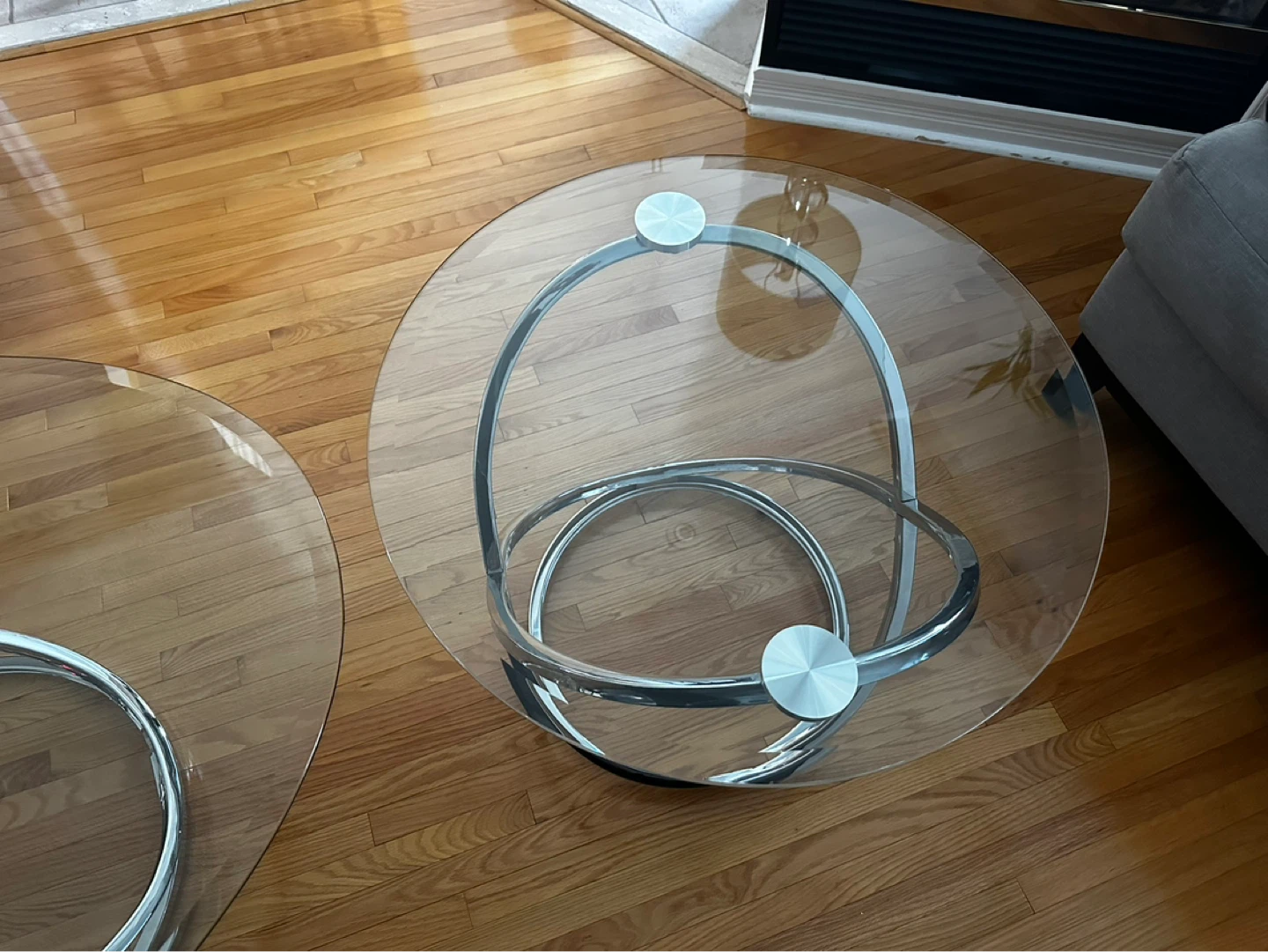Oval Glass Top Coffee Table with Chrome Base - photo 2
