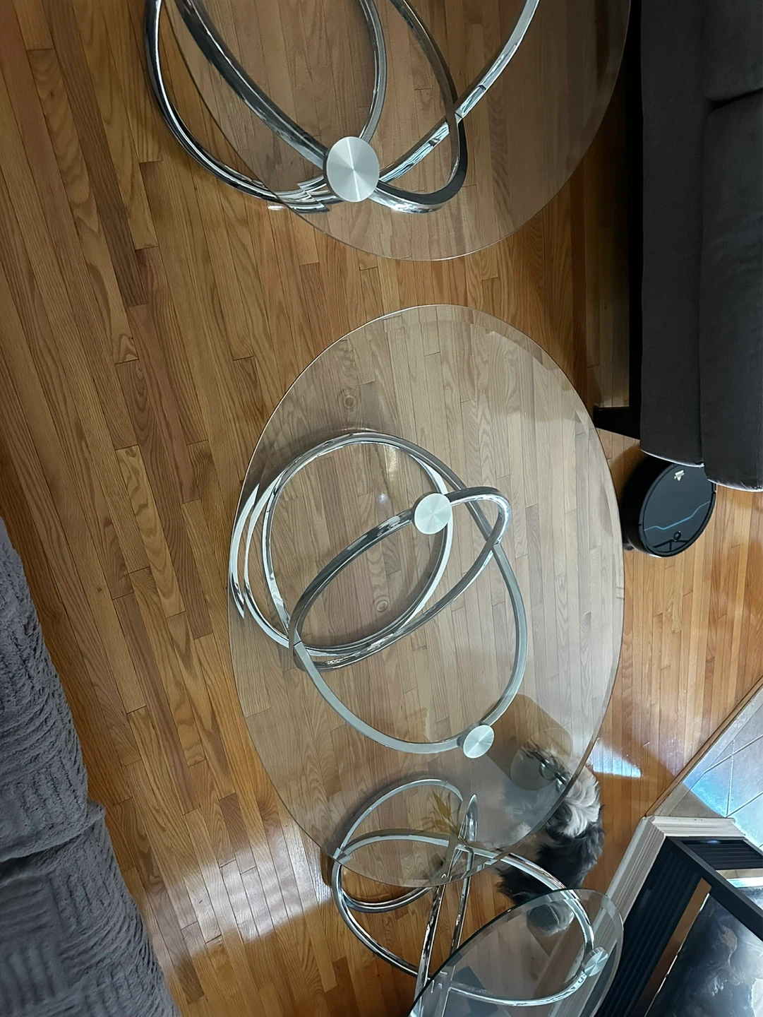 Oval Glass Top Coffee Table with Chrome Base - photo 4