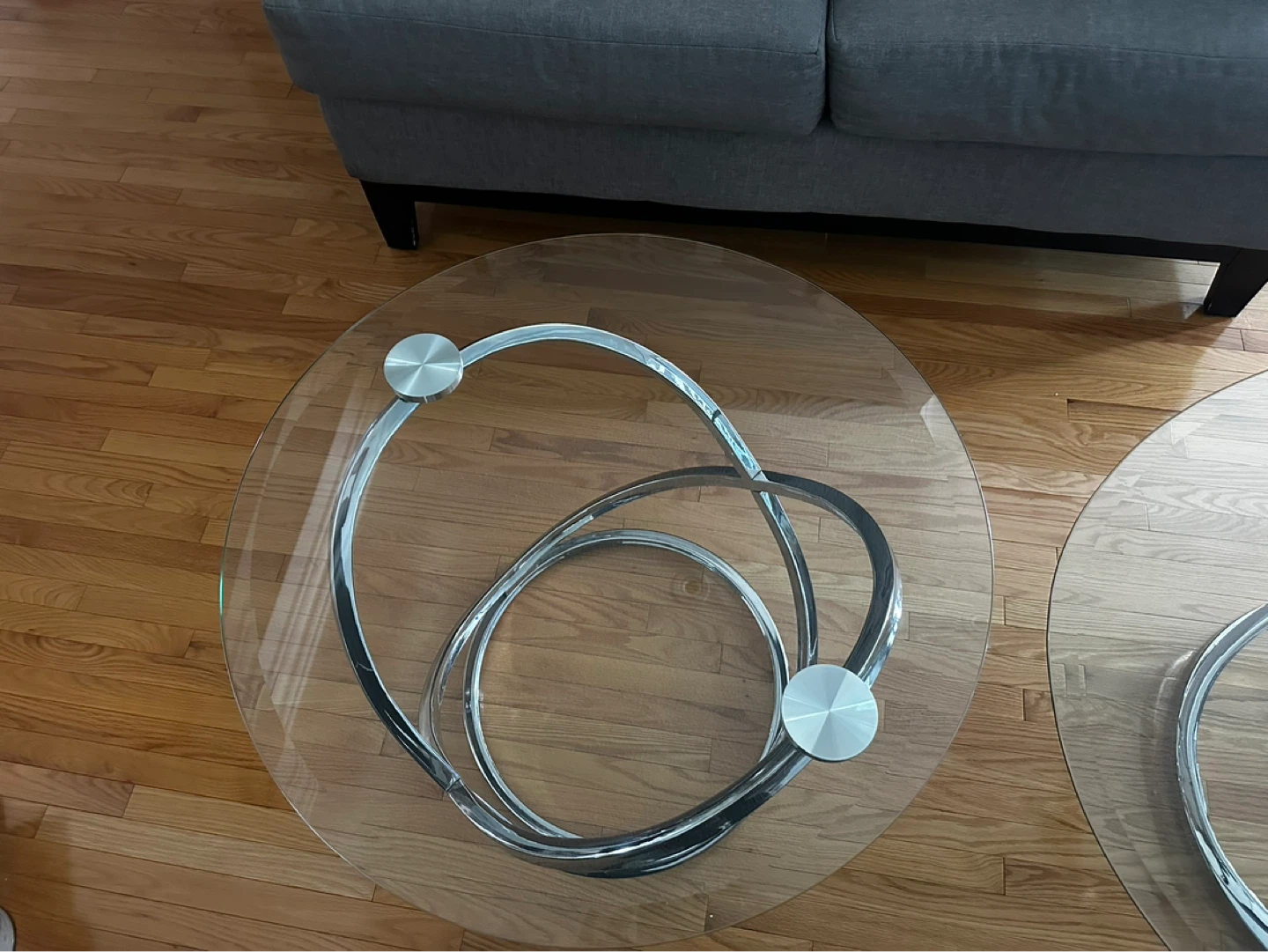 Oval Glass Top Coffee Table with Chrome Base - photo 3