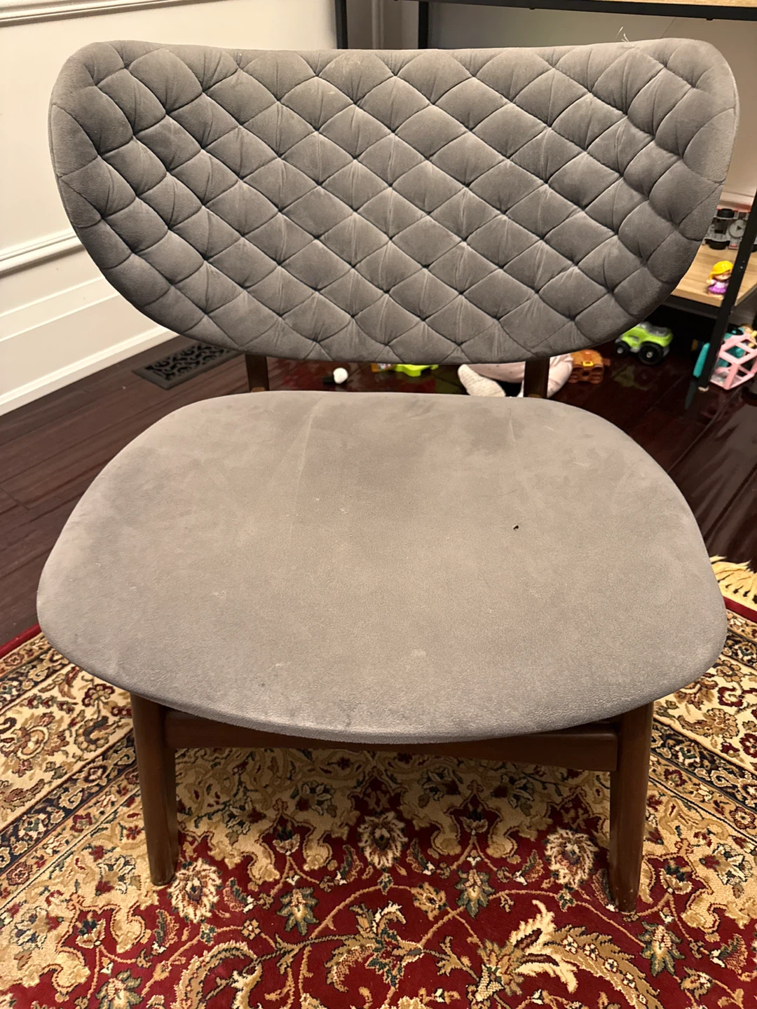 2 Grey Velvet Accent Chairs