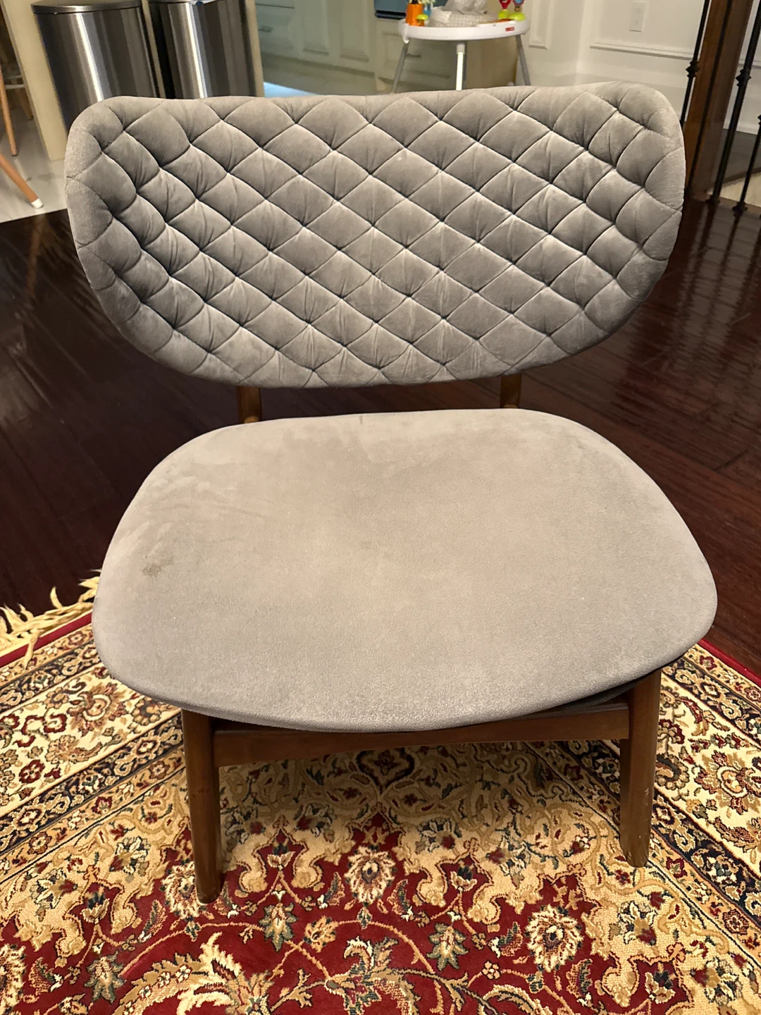 2 Grey Velvet Accent Chairs - photo 2