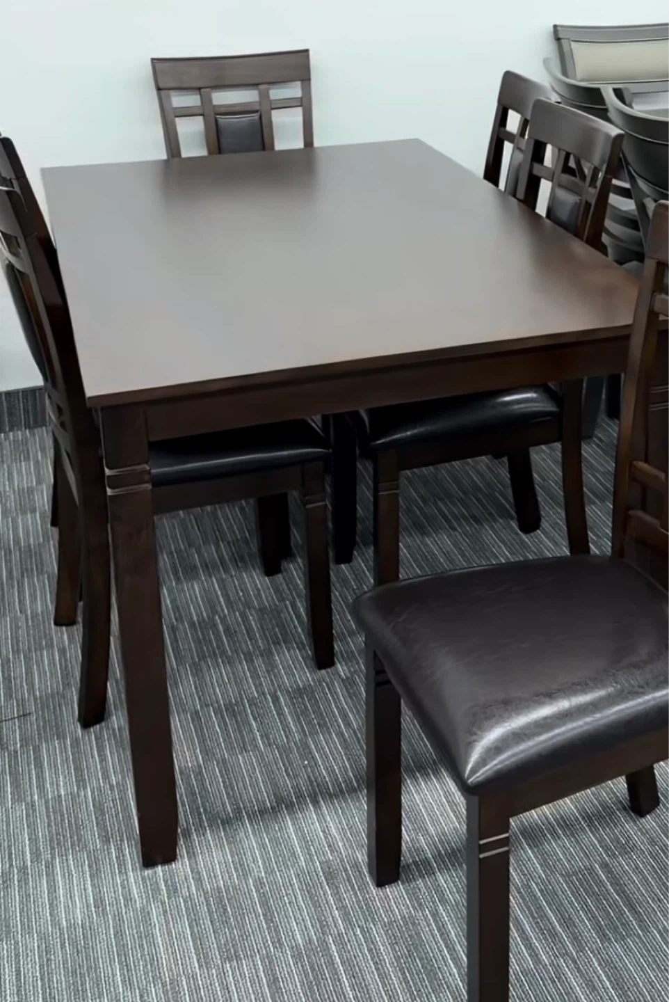 Dark Brown Dining Set with 6 Chairs