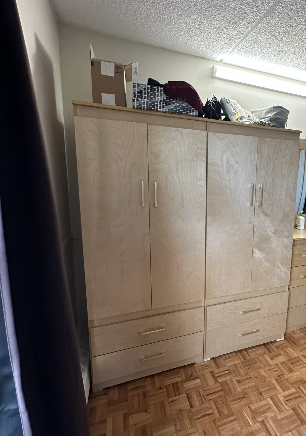 Light Wood Wardrobe with Drawers