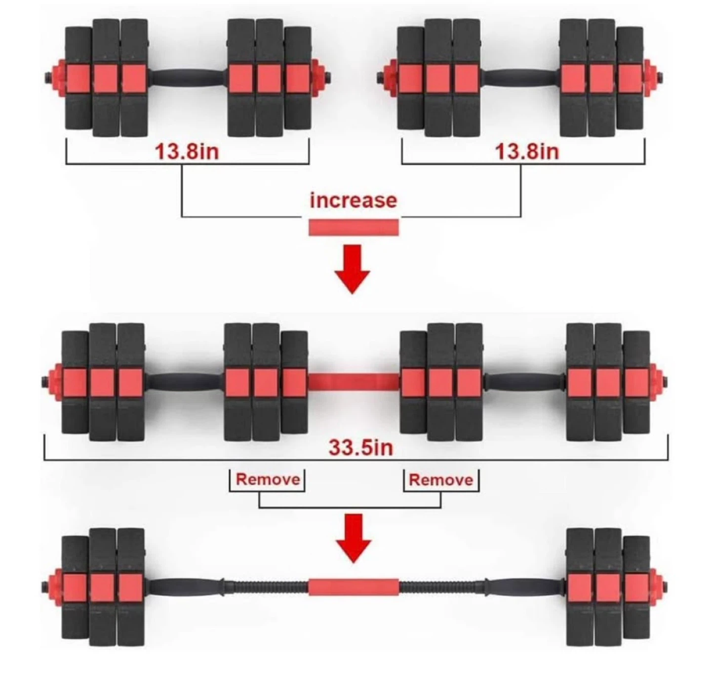 Adjustable Dumbbell Set with Barbell Connector - photo 4